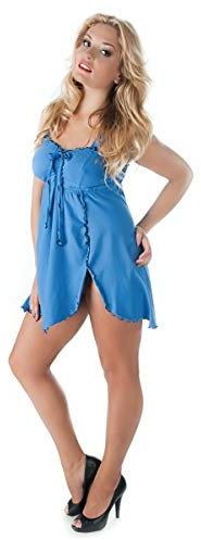 Andalea Dessous Babydoll geschlitzt 38-56, Farbe:Blau;Größe:46/48