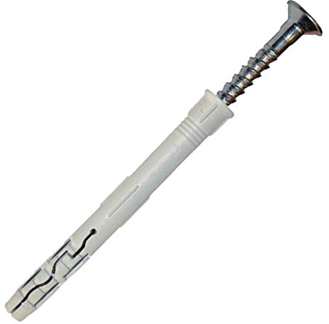 200 Stück PROFI Nageldübel 6 x 40 mm Nylon Schlagdübel Einschlagdübel Dübel vormontiert Senkkopf mit Schraubnagel