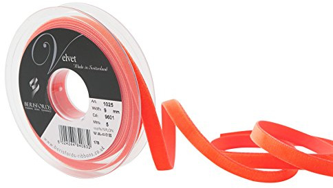 Berisfords Velvet Ribbon Capucine 15mm - Nylon Craft Ribbon for Sewing, Gift Wrapping and Hair Accessories