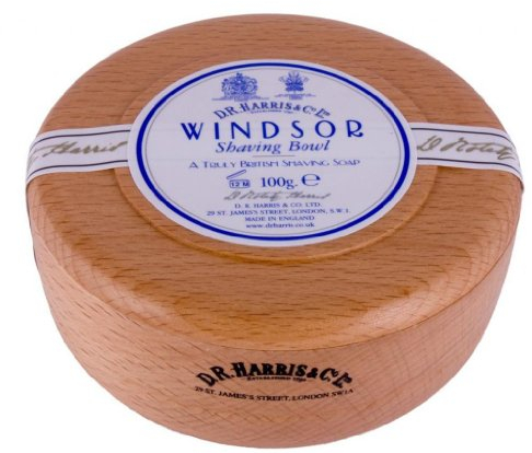 DR Harris & Co Beech Wooden Shaving Bowl with Windsor Shaving Soap