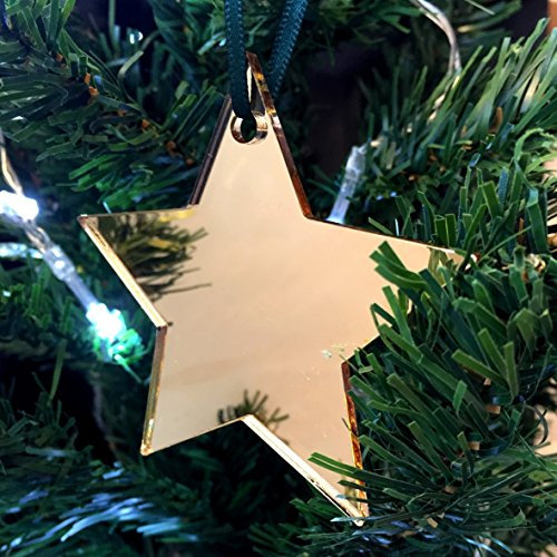 Super Cool Creations Star Mirrored Gold Christmas Tree Decorations - Pack of 10