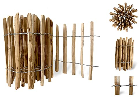 Floranica grillage naturel noisetier châtaignier 5 m x 60 cm, lattes 4-6 cm, rouleau