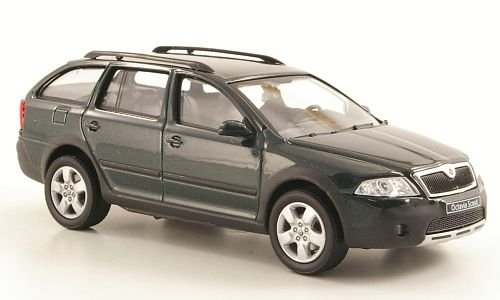 Skoda Octavia Combi Scout, met.-dkl.-grün, Modellauto, Fertigmodell, Abrex 1:43