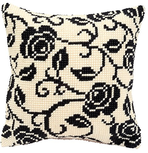 Black Rose Cushion Front - Cross Stitch Kit