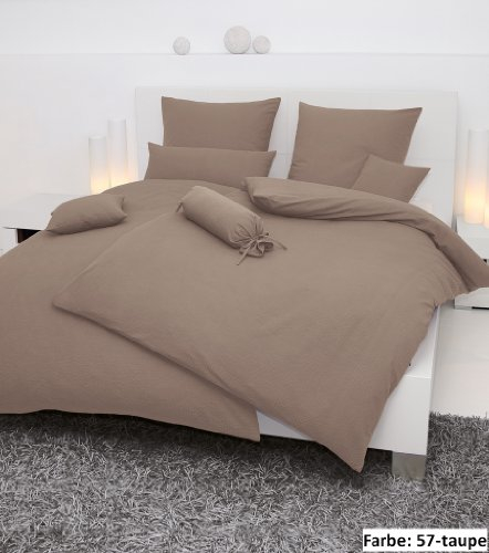 Janine Design Mako-Soft-Seersucker Bettwäsche Piano Taupe Kopfkissenbezug einzeln 80x80 cm