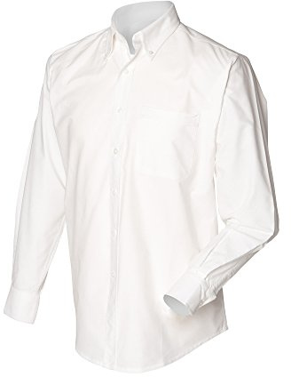Henbury Mens Long Sleeve Classic Oxford Work Shirt (L) (White)