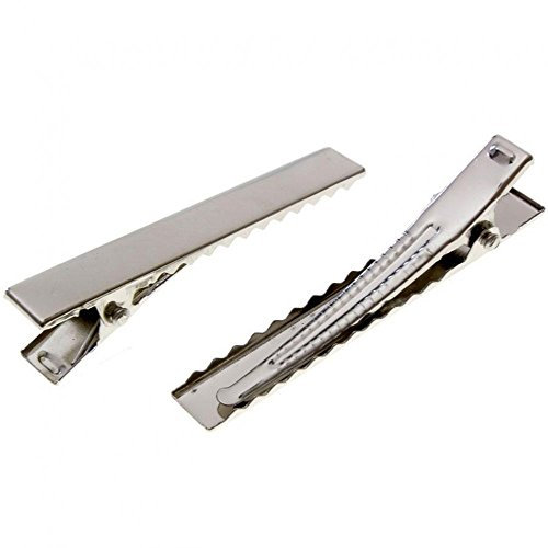 10 Supports barrettes crocodiles pinces à cheveux pour loisirs créatifs - Argenté / 45