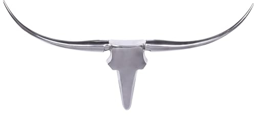 Wohnling Bull Geweih L Wanddekoration 125 cm Deer Alu Aluminium Farbe silber Wandgestaltung Wandgeweih Designdekoration modern glänzend Jagdtrophäe Wohnzimmerdekoration elegant Hörner Wandschmuck