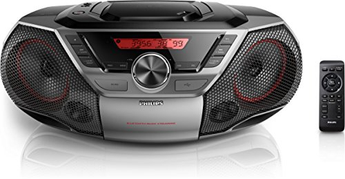 Philips AZ700T/12 CD-Soundmaschine, CD Player Tragbar (Radio UKW, Bluetooth, NFC, USB Direct, CD, MP3-CD, Dynamic Bass Boost, Bassreflex-Lautsprechersystem, Fernbedienung) schwarz