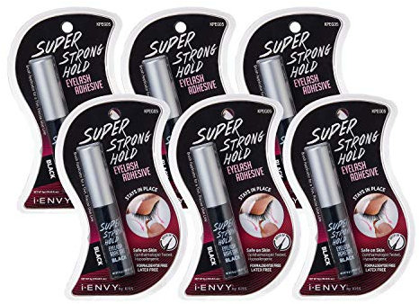 Kiss I Envy Eyelash Adhesive Super Strong Hold Black 5 g (Paquete de 6)