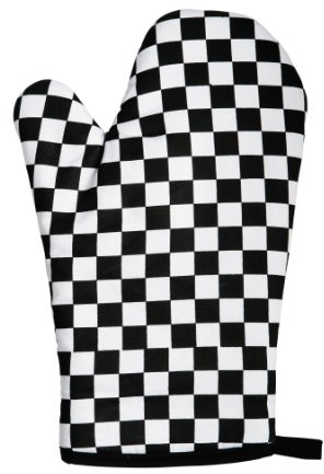 Premier Housewares Check Mate 100% Cotton Single Oven Glove, Black, H3 x W20 x D29 cm