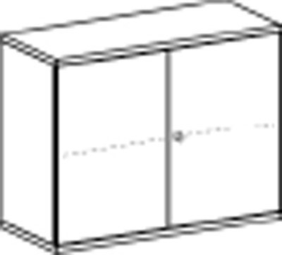 Büro-Flügeltürenschrank, BxTxH 1000x425x768 mm, 2 OH, 1 Boden, Schloss, weiá