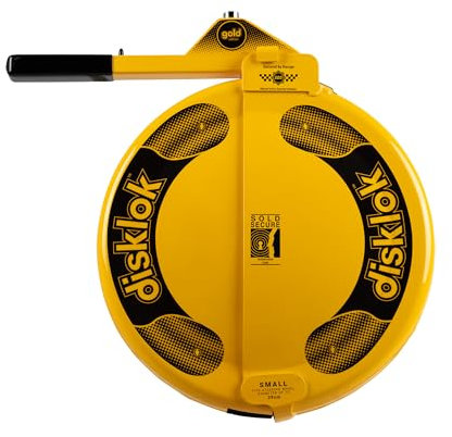 Disklok Gold Security Edition Car Steering Wheel Full Cover Anti- Angle Grinder Anti-Theft Lock Police Approved (Yellow, Small 35cm - 39cm)