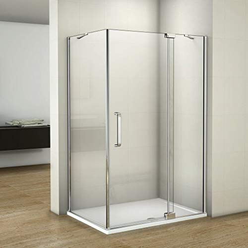 AICA 80x90x195cm Duschkabine Duschabtrennung 8mm Duschtür Drehtür Duschwand mit NANO-Beschichtung mit Duschtasse P3G