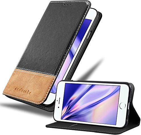 Cadorabo Custodia Libro per Apple iPhone 6 / iPhone 6S in Nero Marrone - con Vani di Carte, Funzione Stand e Chiusura Magnetica - Portafoglio Cover Case Wallet Book Etui Protezione
