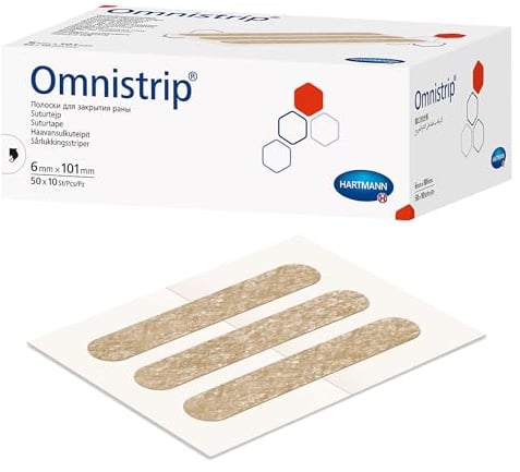 Hartmann Omnistrip - parche para cerrar de forma atraumática pequeñas heridas y incisiones quirúrgicas, 6x101 mm, 59303