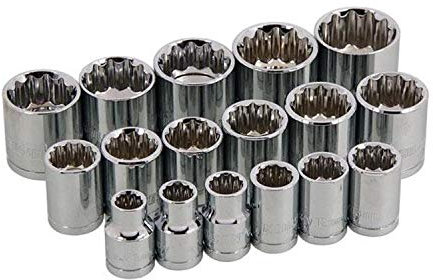 Neilsen CT0872 17pc 3/8in Drive Socket Set Sizes 8–24mm Chrome Vanadium