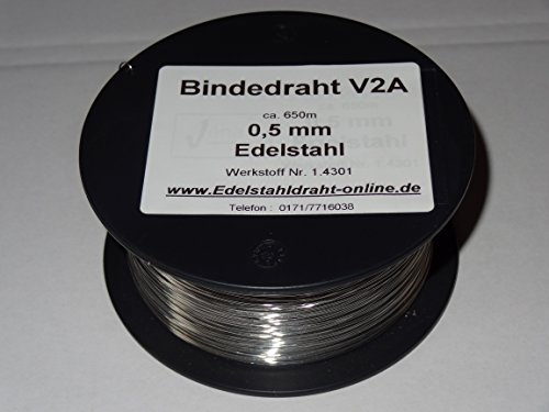 1 Spule Bindedraht aus Edelstahldraht VA V2A 0,5mm ca.650m weich, biegsam und flexibel rostfreier Edelstahldraht 1.4301