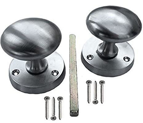 Merriway BH04266 50mm (2 inch) Victorian Mortice Knob Set Matt Satin Chrome