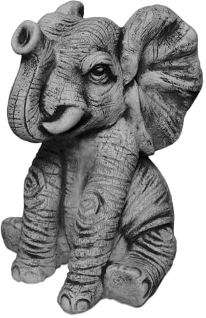 gartendekoparadies.de Lustiger Elefant, Steinfigur, H. 28 cm, 10 kg, Grau, frostsicher aus Steinguss für Außenbereich