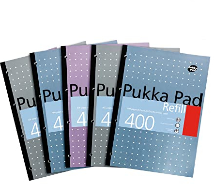 Pukka Pads Nachfüllblock, A4, 400 Seiten, 5 Stück Einzeln 5 weiß