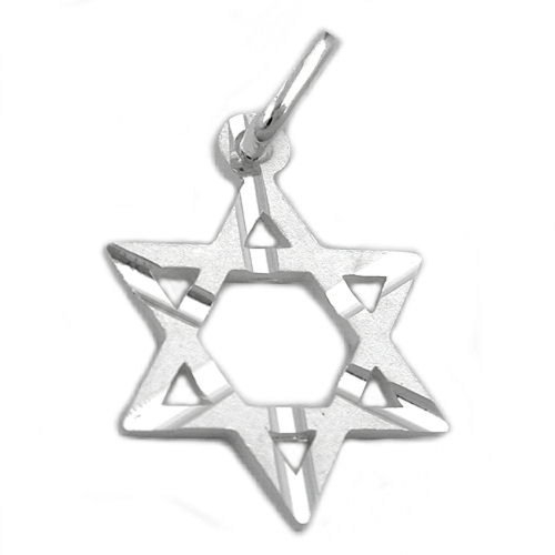 Kettenanhänger Anhänger für Halskette Unisex Davidstern matt 925 Silber 18 x 13 mm inkl. kleiner Schmuckbox