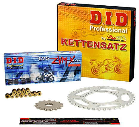 DID X-Ring Kettensatz (Typ ZVM-X, goldfarben, super verstärkt) Kawasaki ZX-9R Ninja, Bj. 2002-2003