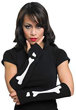 Schwarze Armstulpen Knochen Motiv Nylon