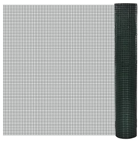 vidaXL Drahtzaun für Hühner Verzinkt, Hühnerzaun Drahtgitter mit PVC Beschichtung, Maschendraht Kaninchendraht, Drahtnetz Drahtgeflecht, Grün