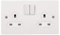 Schneider Electric Ultimate Flat Plate - Switched Double Power Socket, Single Pole, 13A, GU3220WPW, Painted White with White Insert