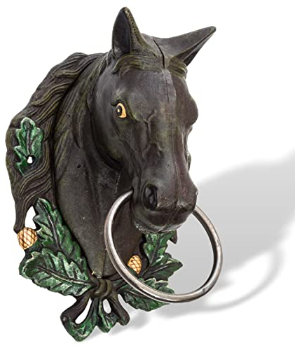 aubaho Garderobenhaken Pferd Kleiderhaken Wanddeko Handtuchhalter Gusseisen Antik-Stil Wandgarderobe Garderobe Pferdekopf