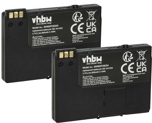 vhbw 2X Akku kompatibel mit Swisscom Top S600 Handy Smartphone Telefon (850 mAh, 3,7 V, Li-Ion)
