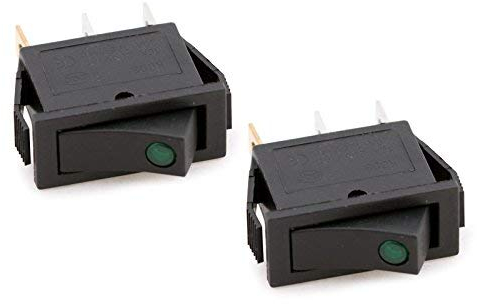 wellenshop 2 Stück Wippschalter Kippschalter mit grüner LED für 12 oder 24 Volt