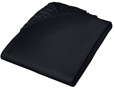 Fleuresse Colours Spannbettlaken, Uni-Mako-Satin, schwarz, 160 x 200 cm