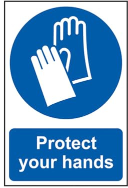 Scan SCA0023 Self adhesive PVC sign - Protect your hands - 200 x 300mm