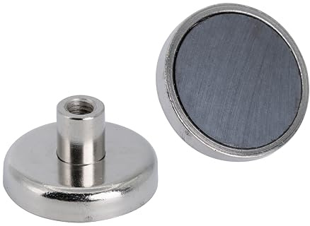 Y30BH Ferrite Pot Magnet with M6 Thread for DIY, Hanging, Holding or Underwater - 32mm dia x 18mm tall - 5.8kg Pull - South
