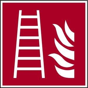 LEMAX® Brandschutzzeichen, Feuerleiter F003 DIN EN ISO 7010 Kunststoff langnachleuchtend rot/weiß 200x200mm