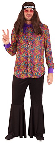 Karneval-Klamotten Hippie Hemd Damen Herren Flower-Power Mehrfarbig 60er Jahre Damenkostüm
