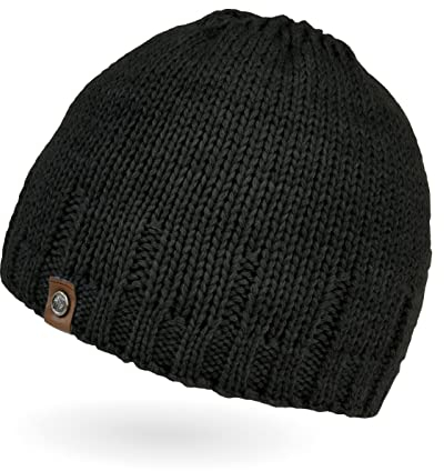 Neverless® gefütterte Strickmütze für Herren, Mütze mit Fleece Futter, Winter-Mütze schwarz Unisize
