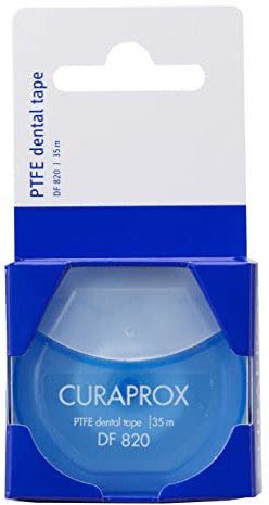 Curaprox DF 820 Nastro Dentale | Nastro Interdentale in Ptfe Per Spazi Stretti | Resistente Agli Strappi E Con Scorrimento Fluido | 35 Metri | Prodotto in Svizzera