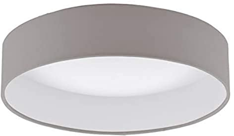 EGLO LED Deckenlampe Palomaro, Deckenleuchte Stoff, Wohnzimmerlampe aus Textil, Kunststoff, Farbe: Taupe, Weiß, Ø: 32 cm