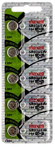Maxell 394 SR45 SR936SW - Pila a bottone per orologio, a basso drenaggio, 3,6 x 9,5 (altezza x diametro/mm), 1,55 V in blister