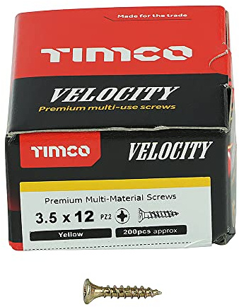 TIMCO Velocity Premium Multi-Use Countersunk Gold Woodscrews - 3.5 x 12 - Box of 200