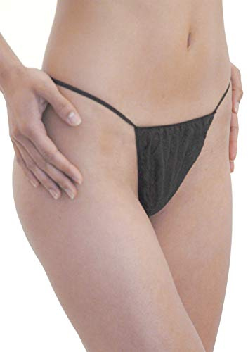 APPEARUS Disposable Women's Black T-String Thong Bikini Panties for Spray Tanning, Hair Removal, One Size (60 Ct./5 bags of 12)