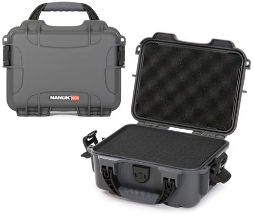 NANUK 904 Hard Case with Foam – IP67 Waterproof Protective Case for Camera, Drone & Gear – Impact-Resistant & Dustproof – Perfect for Travel 10.2 x 7.9 x 4.5 – Graphite
