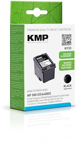 KMP Tintenpatrone passend für HP 300 Black (CC640EE) - H133 - für Deskjet D2560 D2660 D5560 F2420 F2480 F4280 F4580, Envy 100-D410a 110-D411a ... etc.