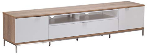 Alphason Chaplin 2000 TV Stand for TVs up to 90 inch - Oak and White