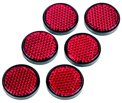Gear Gremlin GG321 Round Adhesive Reflectors. Red Rear. Motorcycle MOT Compliant. Self Adhesive. 25mm diameter