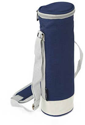 Greenfield Collection Insulated Solo Wine Bottle Cooler Bag for Picnic, Camping and Beach with Adjustable Carry Strap, Navy Blue
