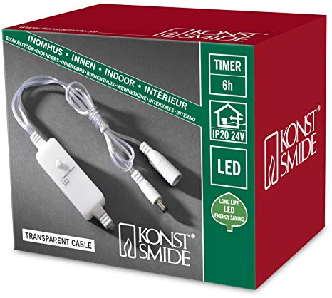 Konstsmide 3608-003 6h Timer, nachrüstbar für alle Konstsmide Außenartikel mit Trafo / für Innen (IP20) / transparentes Kabel, Weiß